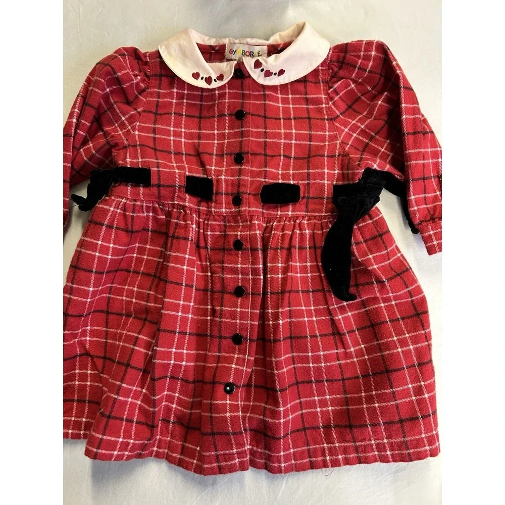 Vintage Gymboree Rainbow Tag Red Plaid Dress size Small